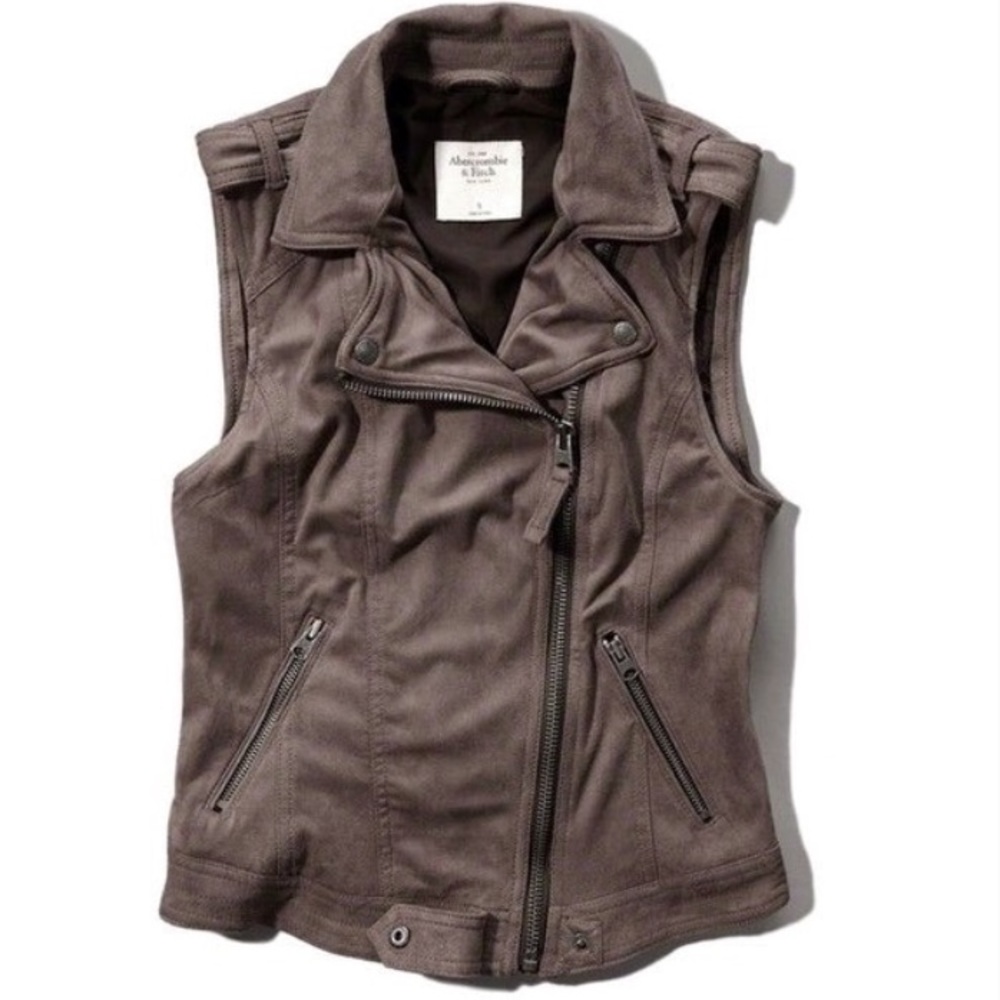 Abercrombie & Fitch Suede Motorcycle Vest Size Small
